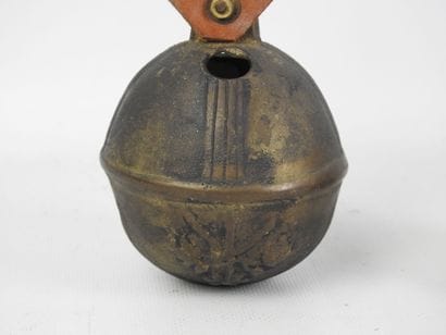 TWO bronze GRELOTS, one decorated with horses,...