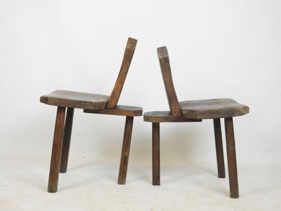 Brutalisme/Art populaire. Paire de chaises...