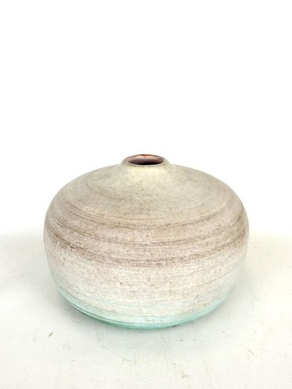 Ball-shaped vase in grey and blue enameled...