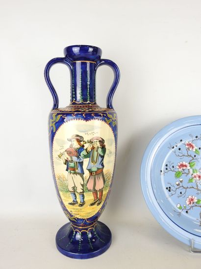 HB QUIMPER: Earthenware vase decorated with...