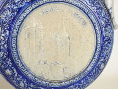 C.BONNEFOND: Pair of blue and gray glazed...