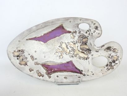 VALLAURIS: Palette-shaped earthenware bowl,...