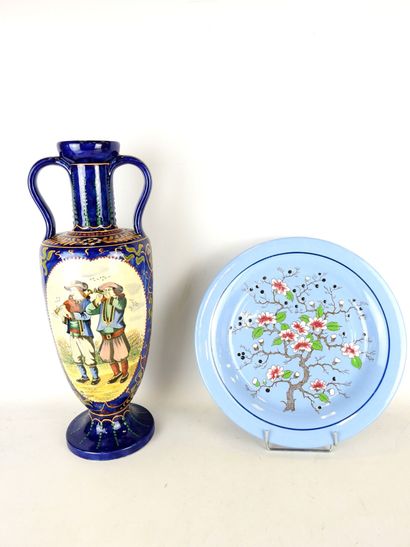 HB QUIMPER: Earthenware vase decorated with...