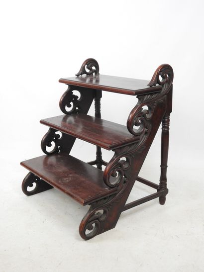 Three-step bookcase STAIR in exotic wood...