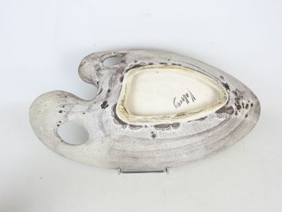 VALLAURIS: Palette-shaped earthenware bowl,...