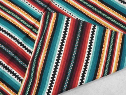 Peru, Andes: Large, brightly-colored woven...