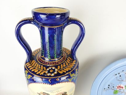 HB QUIMPER: Earthenware vase decorated with...