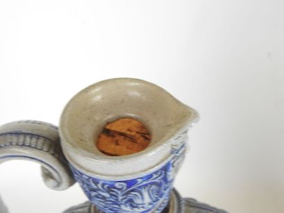 C.BONNEFOND: Pair of blue and gray glazed...