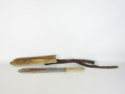 BROUSSE KNIFE, steel blade, leather strap,...