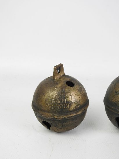 G & M AVIGNON: Three bronze bells. Embossed...