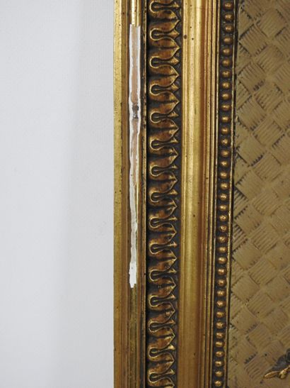 Gilded stuccoed wood TRUMEAU decorated with...