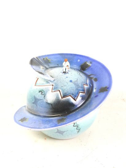 DOM! ARTH: Enameled ceramic sugar bowl decorated...