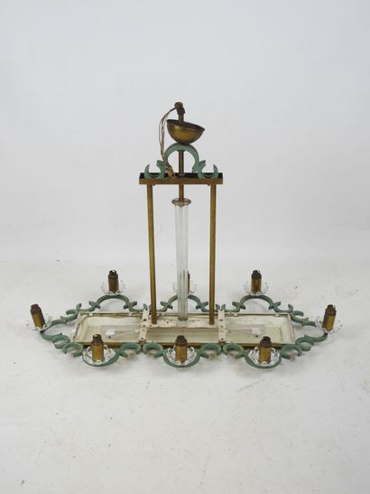 BACCARAT: Eight-light chandelier in green-lacquered...