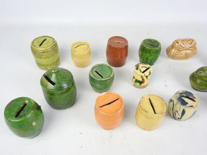 LOT of about fifteen glazed ceramic piggy...