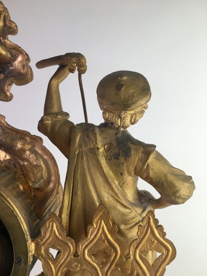 PENDULE in chased and gilded regule, the...