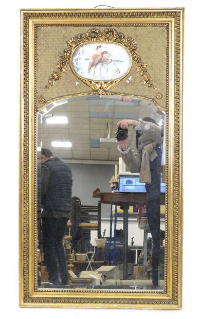 Gilded stuccoed wood TRUMEAU decorated with...