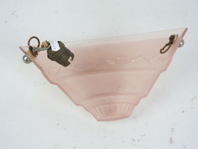 PAIR OF WALLLIGHTS in pressed pink glass...