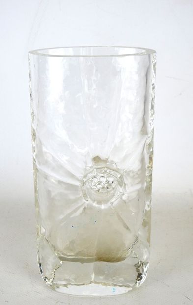 SEA GLASBRUK: Glass vase with sunburst molded...