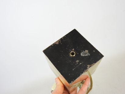 Square gilded metal LAMP with openwork streaks....