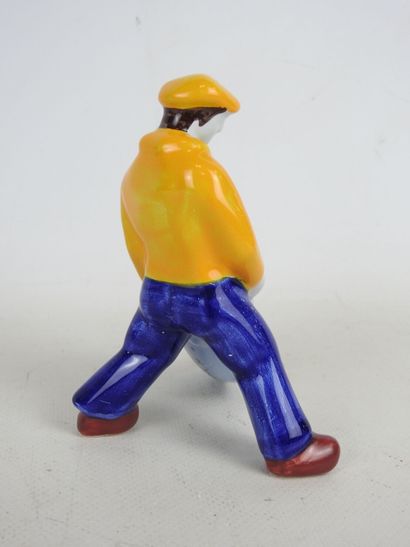 HENRIOT Quimper: Fisherman with fish. Earthenware...