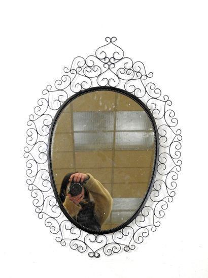 CHATY à Vallauris : Miroir de forme ovale...
