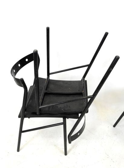 Philippe GONNET (20th): Four chairs in blackened...