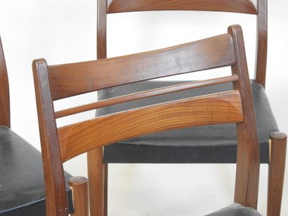 FOUR Scandinavian exotic wood and black skai...