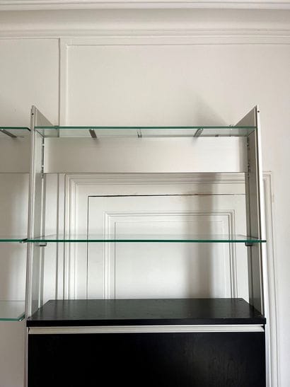 LARGE MODULABLE WALL LIBRARY forming a desk,...
