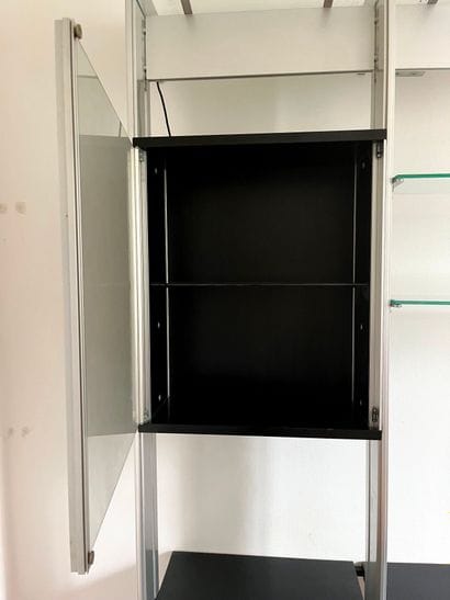 LARGE MODULABLE WALL LIBRARY forming a desk,...