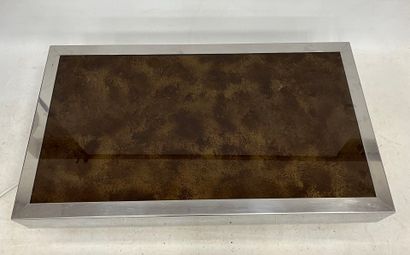 Rectangular chrome-plated metal LOW TABLE...