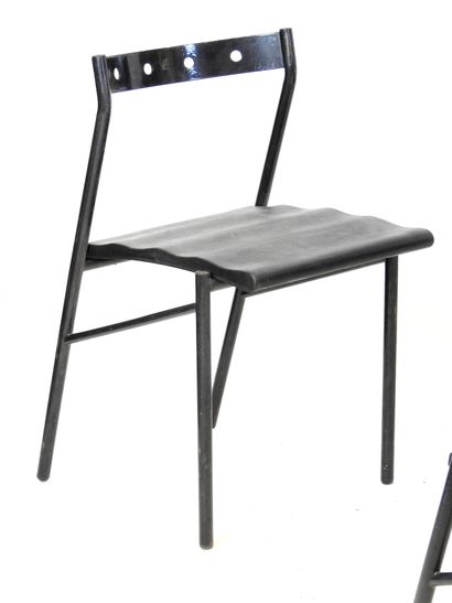 Philippe GONNET (20th): Four chairs in blackened...