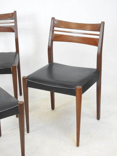 FOUR Scandinavian exotic wood and black skai...