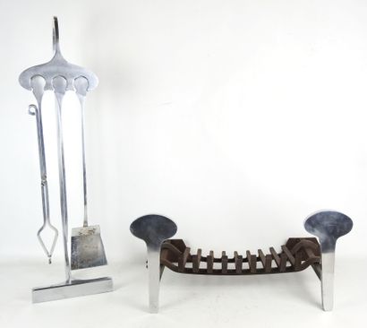 JEAN-PAUL CREATIONS: Chromed metal fireplace...