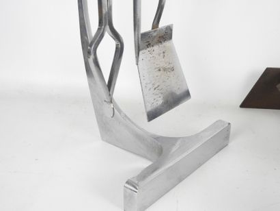 JEAN-PAUL CREATIONS: Chromed metal fireplace...