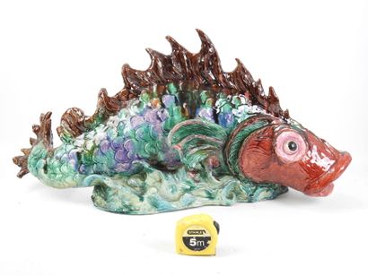 G. MAIRE (XXth): Rascasse fish. Large ceramic...