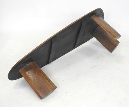 Free-form LOW TABLE in natural wood on three...