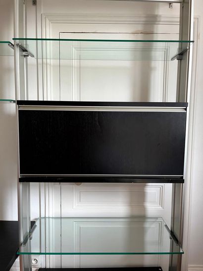 LARGE MODULABLE WALL LIBRARY forming a desk,...