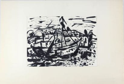 Irena DEDICOVA (1932-1987). Sailboat. Black...