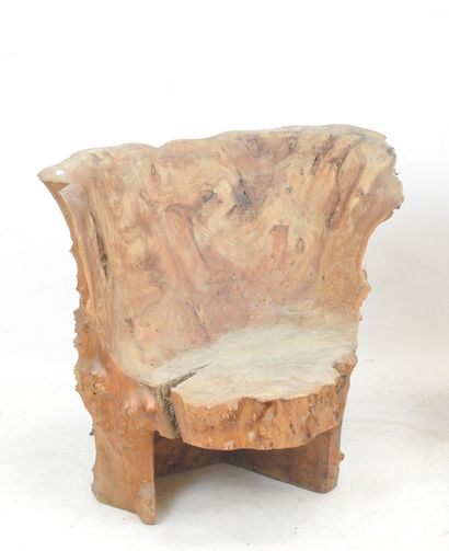 PAIR OF Brutalist HEATERS in burr wood. 61...
