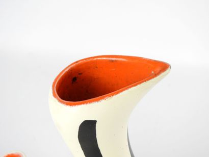 J BURG (20th): White, black and orange ceramic...