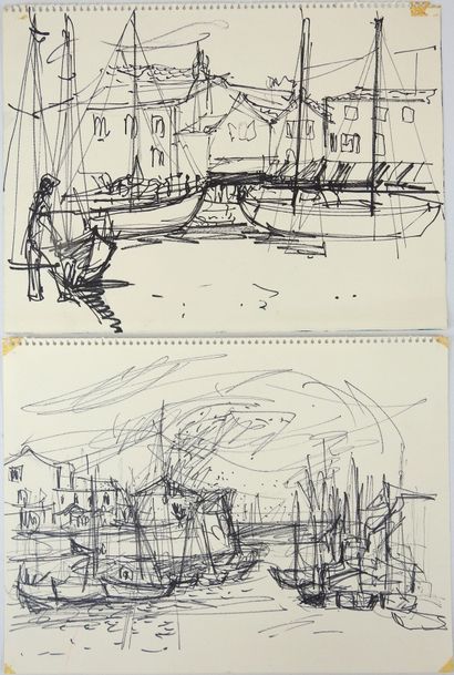 Irena DEDICOVA (1932-1987). Sailboats. Two...