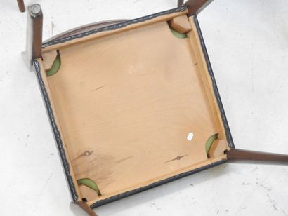 FOUR Scandinavian exotic wood and black skai...
