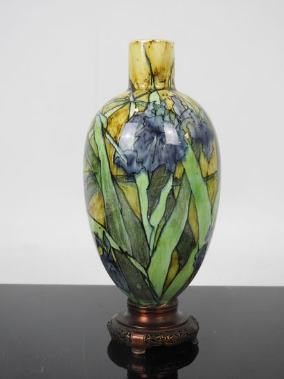 HOLLAND: Pair of ceramic vases with polychrome...