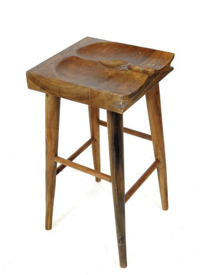Solid wood SCULPTURAL BAR TABOURET, carved...
