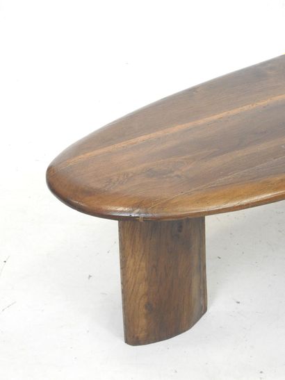 Free-form LOW TABLE in natural wood on three...