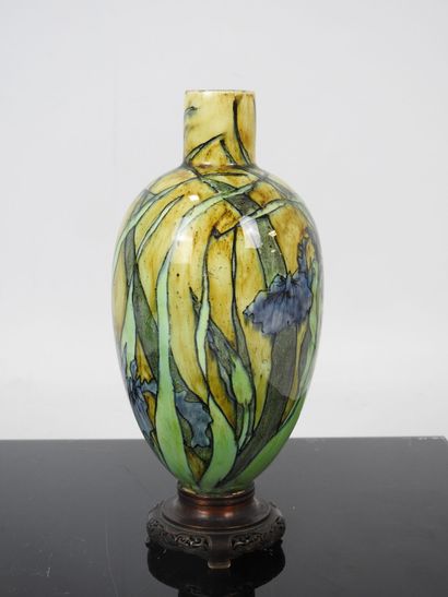 HOLLAND: Pair of ceramic vases with polychrome...