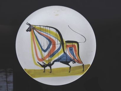 Roger CAPRON (1922-2006), : Plate with bull...