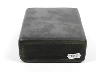 Pol CHAMBOST (1906-1983): Black ceramic quadrangular...
