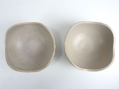 Pol CHAMBOST (1906 - 1983): Two cream ceramic...