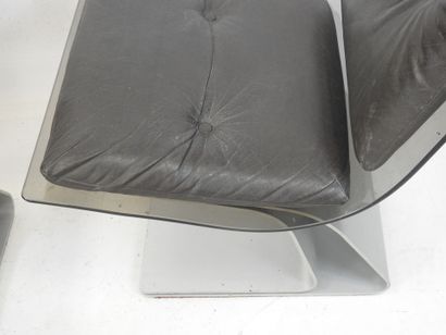 Maison JANSEN: Three armchairs in smoked...